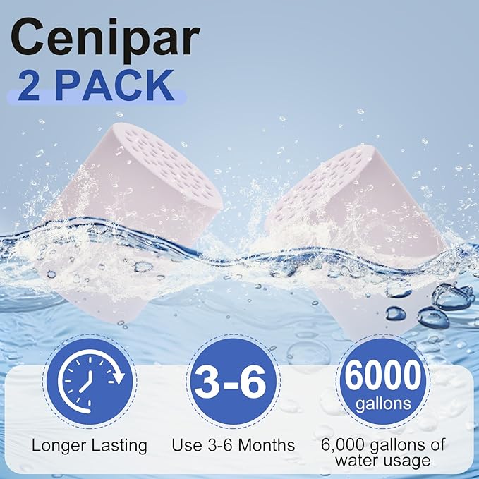 18-Stage Filtro Para Ducha De Baño Shower Filter To Remove Toxic Chemicals Relieve Skin Itching Remove 99.9% Of Shower Head For Hard Water 2 Replacement Cartridges, Polished Chrome