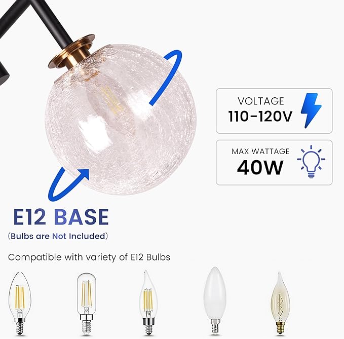 4-Light Bathroom Light Fixtures, Brushed Gold Vanity Lights for Bathroom with Cracked Glass Globe Shade, Vintage Bathroom Vanity Lighting Fixtures Over Mirror for Bedroom Living Room Hallway