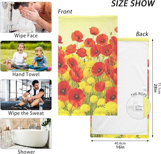 Pure Cotton,Gym Towel Kitchen Washcloths Cotton for Daily Washing Set of 2 16x28，Suitable for use in bathrooms, Swimming Pools, Beaches, Sports venues, etc.