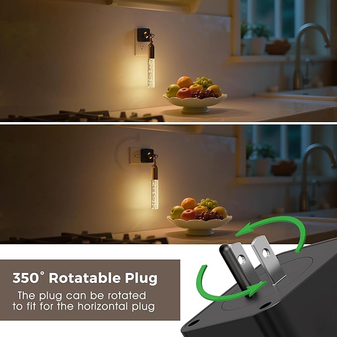 L LOHAS LED Night Lights Plug into Wall, Dimmable Night Light 0-100LM, Rotating Night Lights with Light Sensor, 3000K Soft Light, LED Acrylic Bubble Nightlight Plug in for Bathroom Hallway, 1 Pack