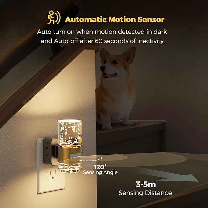 L LOHAS LED Motion Sensor Night Light,Dimmable Night Lights Plug into Wall, Acrylic Nightlight with 0-100 LM Adjustable Brightness, 3000K Plug in Night Light with Motion Activated for Bathroom Hallway