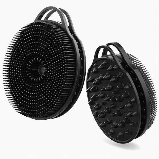 2 in 1 Silicone Body Scrubber, Anti Cellulite Massage Scrubber, Exfoliating Shower Brush for Men & Women, Removes Dead Skin, Reduces Cellulite, Improves Circulation, Fast Dry, Non Slip (1PC, Black)