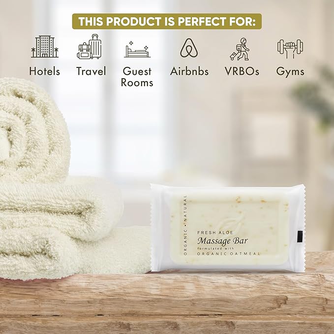 1-Shoppe All-in-Kit Diversified Hospitality Organic Oatmeal Massage Bar Soap, Travel Size Hotel Amenities, 1.75 oz (Case of 100)