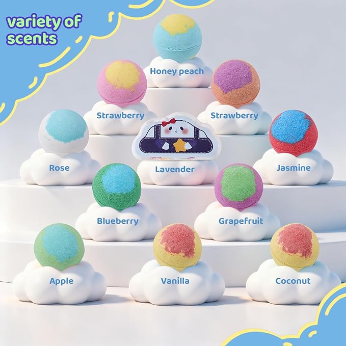 Bath Bombs for Kids with Toys Inside for Girls Boys - 11 Pack Bath Bombs Gift Set with Surprise with Surprise Toys | Kids Safe Bubble Bath Fizzy Balls Halloween Christmas Birthday Gift Kit