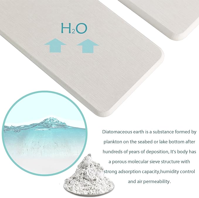 2 Pcs Water Absorbing Stone Trays, Kitchen/Bathroom Sink Soap Dish, Diatomite Tray Used for Hand Soap & Cosmetic Bottles in The Modern Home, 3.15" W x 11.8" L, White