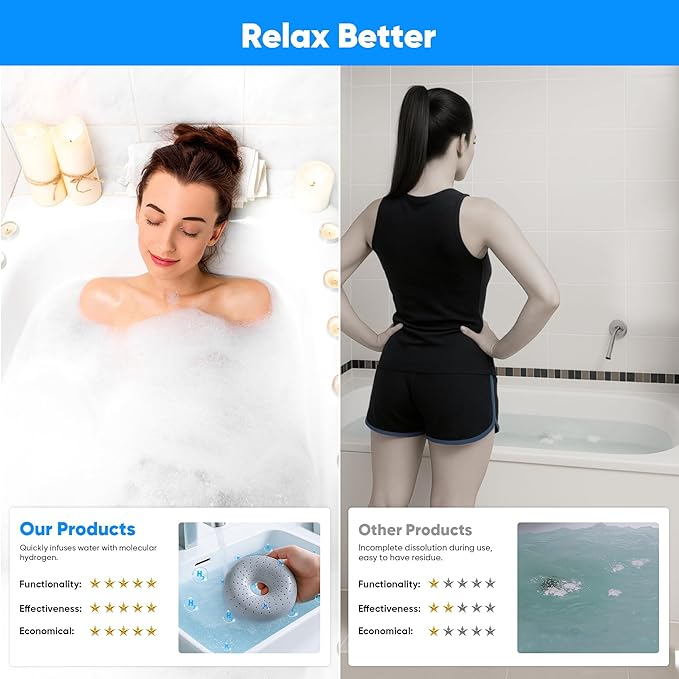 Hydrogen Bath Ball Tablets Bombs for Muscle & Stress Relief – H2 Molecular Hydrogen Bombs for Spa & Hydrogen-Rich Water Soaking, Reusable Design for Full Body, Foot, or Hand Bath-Gray