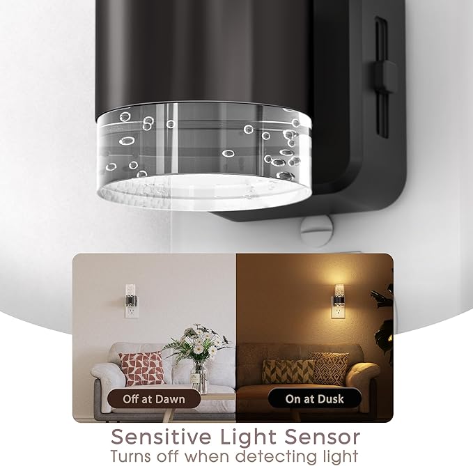 Briignite Night Light, Dimmable Night Lights Plug into Wall, LED Night Light with 0-100 LM Adjustable Brightness, 3000K Automatic Plug in Night Lights with Dusk to Dawn Sensor, for Bathroom Hallway