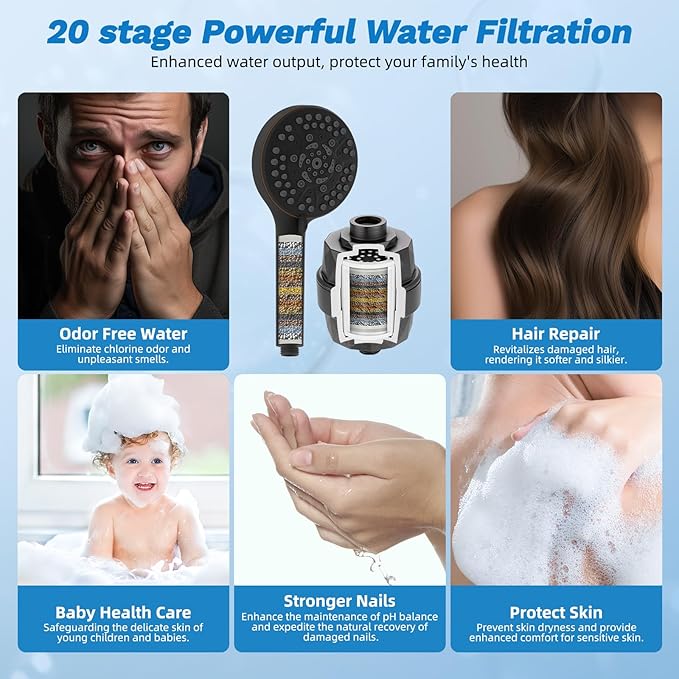 Hibbent Dual Filter All Metal 10"Rainfall Showerhead Combo, High Pressure Shower Head with 10-Spray Mode Handheld, 4-way Diverter with Pause Mode, 71'' Shower Hose & Holder, Oil Rubbed Bronze