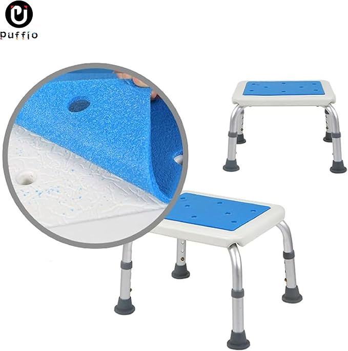 Shower Stool, 3 Positions Height Adjustable Bath Shower Chair, Portable Non-Slip Bathroom Bench Seat for Elderly, Handicap and Disabled