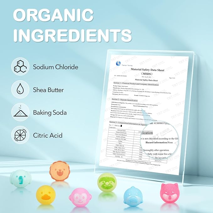 SHUCHING 14 Pcs Colorful Animal Bath Bombs for Kids, Organic Bubble Bath Fizzy Balls for Toddlers, Birthday Christmas Gifts Set for Boys Girls