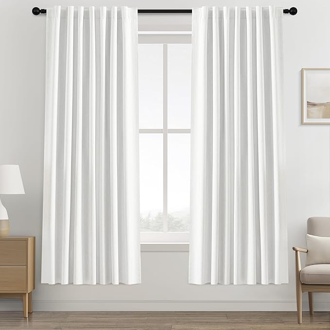 100% Blackout Curtains 72 Inches Long Curtain for Bedroom Living Room Back Tab Rod Pocket Beige Drapes Thermal Insulated Textured Short Black Out Drape 2 Panels Set 52" W