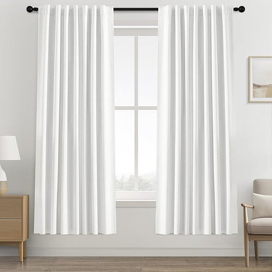 100% Blackout Curtains 72 Inches Long Curtain for Bedroom Living Room Back Tab Rod Pocket Beige Drapes Thermal Insulated Textured Short Black Out Drape 2 Panels Set 52" W