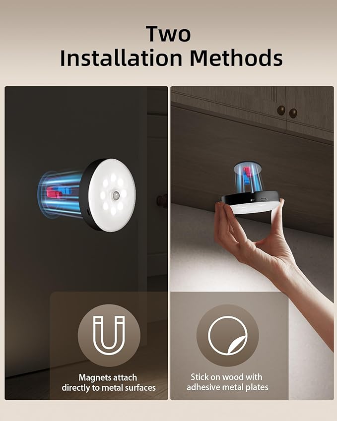 EZVALO Under Cabinet Lighting with Charging Station,1000mAh Rechargeable Puck Lights with Remote, 3 Color Temps & 12 RGB Closet Lights, Dimmable Motion Sensor Lights for Shelf, Kitchen (3 Packs)