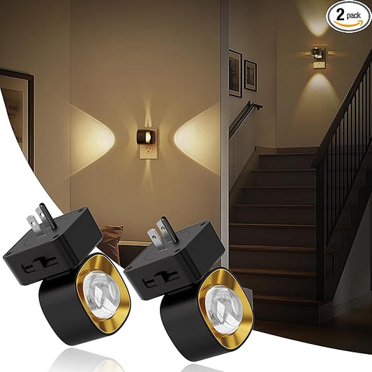 JandCase Night Lights Plug into Wall,0-150LM Super Bright Automatic Night Light with Dusk to Dawn, 2 Pack 180° Rotatable Plug in LED Nightlight Soft Warm for Halloween Decoration, Children Room,Party