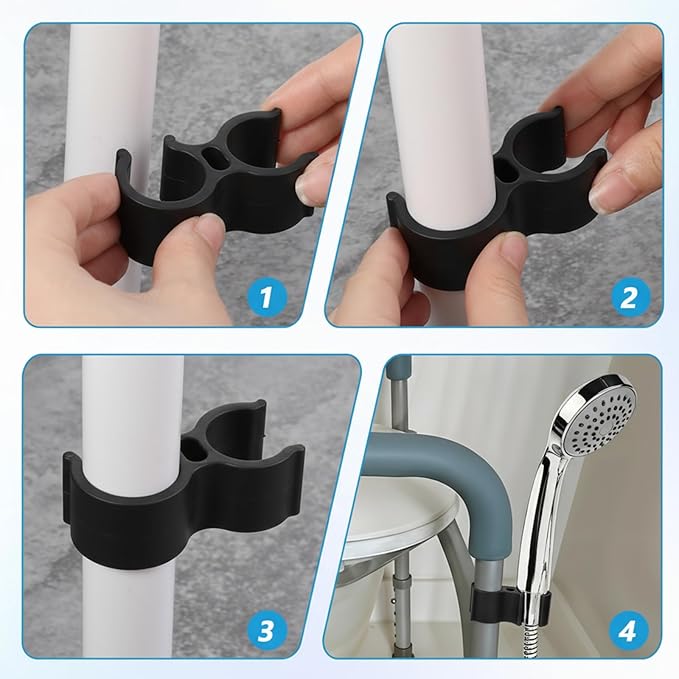 2 PCS Shower Head Holder for Shower Chair, Universal Bath Seat Shower Bracket Attachment for Transfer Bench, Tub Stool, Elderly Disabled Users, Universal Fit
