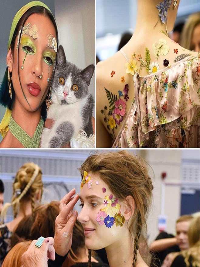 269PCS Dried Pressed Flowers for Resin Craft - YouthBro Real Nature Flowers Set with Butterfly Stickers for DIY Jewelry Nail Scrapbook Art Floral Decors Iridescent