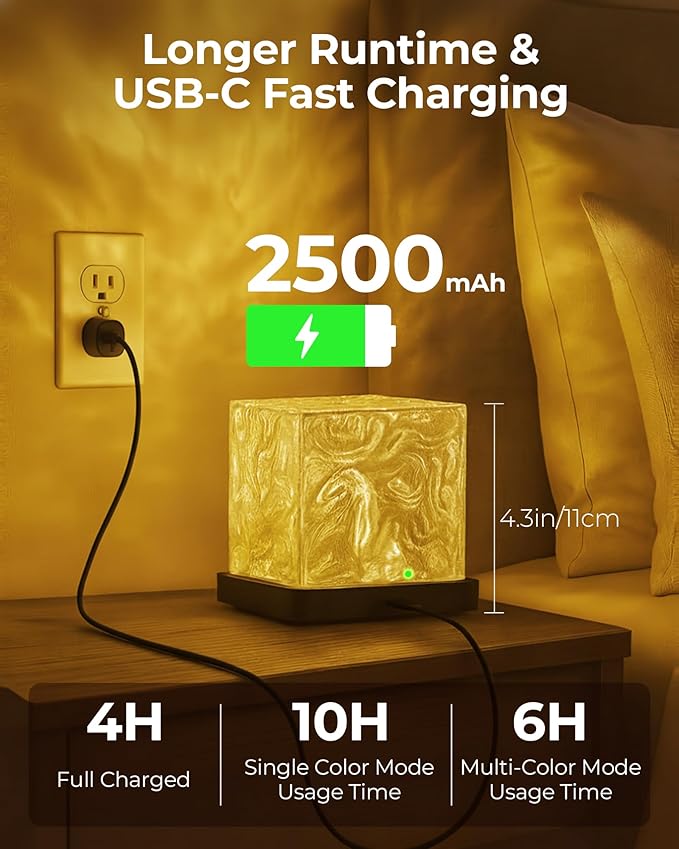 Rechargeable Shower Light Cube, 16 Color Ocean Wave Projector Light Battery Operated, Waterproof Shower Mood Lighting with Remote, Relaxing Bath Lights, Ocean Lamp for Bathroom, Bedroom, Ocean Gifts