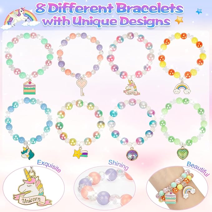 8 Pack Bubble Bath Bombs for Kids with Bracelets Toys Inside, Organic Natural Kids Bath Bombs, Christmas Birthday Gift for 3 4 5 6 7 8 Year Old Girl, Princess Bath Bomb Kit with Mermaid Unicorn Toys