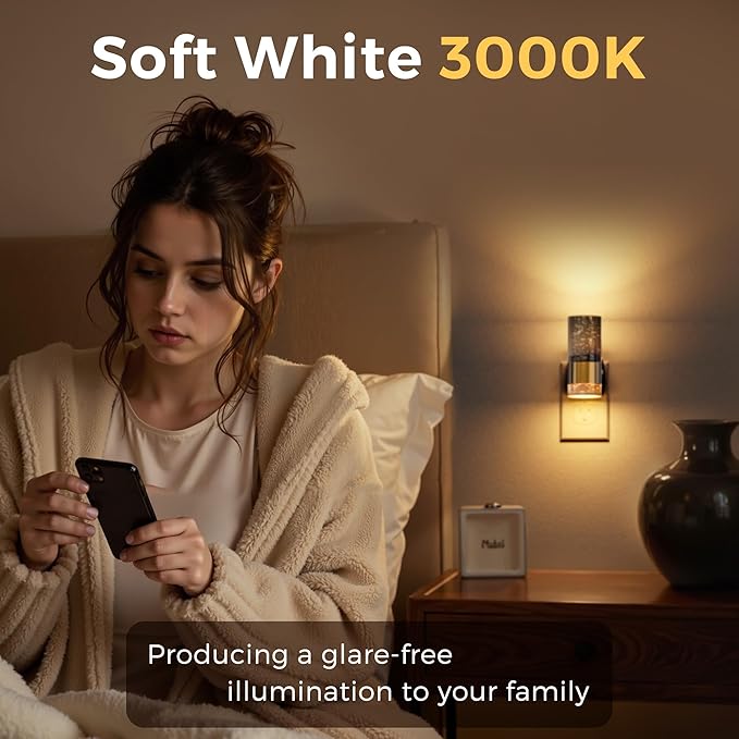 L LOHAS LED Night Lights Plug into Wall, Acrylic Night Light,Dimmable Nightlight with 0-100 LM Adjustable Brightness, 3000K Plug in Night Light with Dusk to Dawn Sensor, for Bathroom Hallway