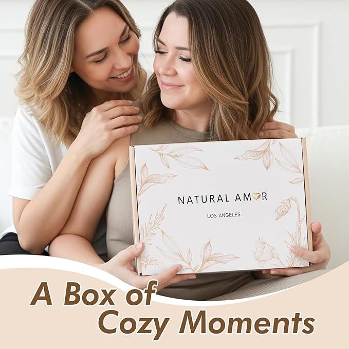 Natural Amor Lavender Blanket Spa Gift for Women 8pcs, Birthday Gift for Women, Self Care Gift for Birthday, Christmas