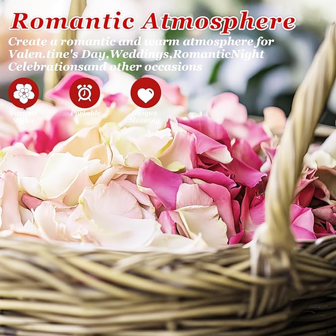 240 PCS Real Pink White Rose Flower Petals Confetti for Wedding Flower Girl to Throw 2.11oz Freeze Dried Rose Petal for Proposal Centerpieces Valentine's Day Romantic Night Decor