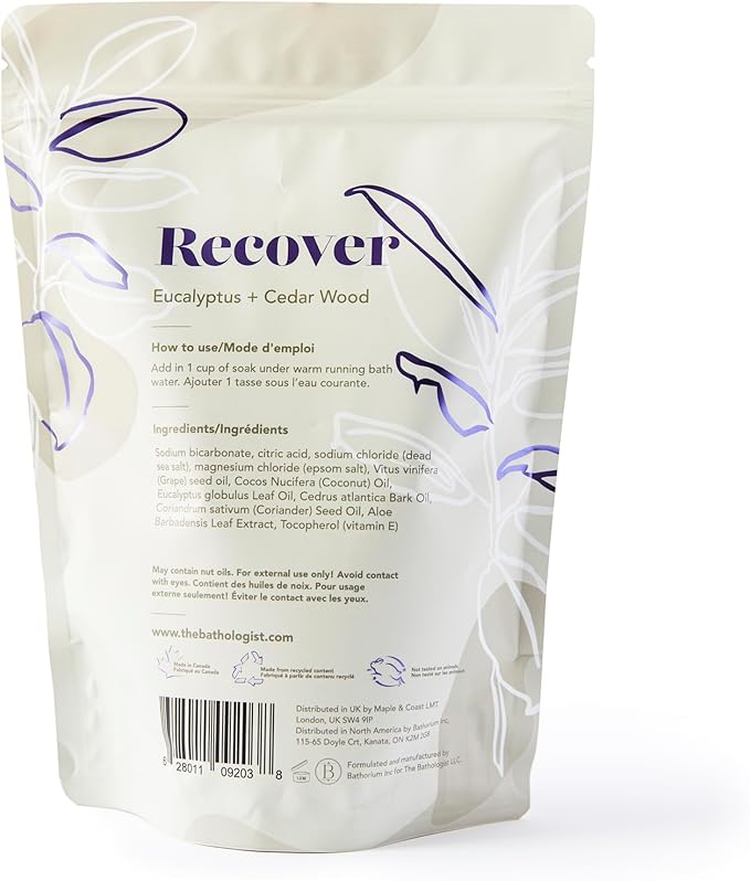 The Bathologist Fizzy Bath Soak, Shea Butter & Epsom Salt, Mineral Therapeutics, Exfoliating for Dry Skin, Vegan & Cruelty-Free, 32 oz (Recover)