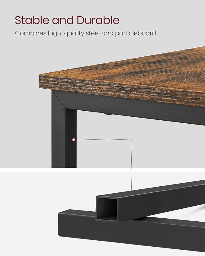 VASAGLE Side End Table with Charging Station, Slim Nightstand with 2 Drawers, Narrow Bedside Table for Living Room, Small Spaces, Rustic Brown and Ink Black ULET321B01