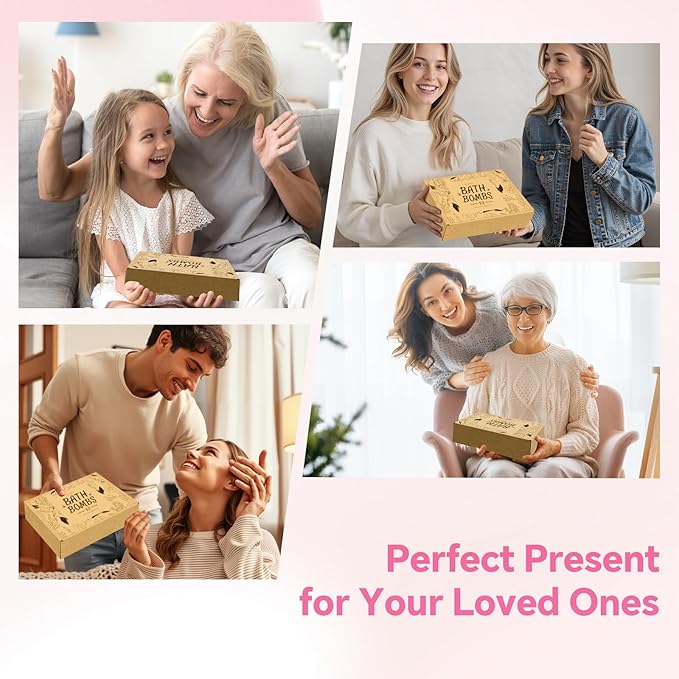 Bath Bombs for Women, 12 PCS Bath Set, Natural Bubble Bathbombs with Shea Butter, Dry Skin Moisturizing, Present for Christmas, Birthday, Valentine’s Day for Mom, Wife, Her, Girls