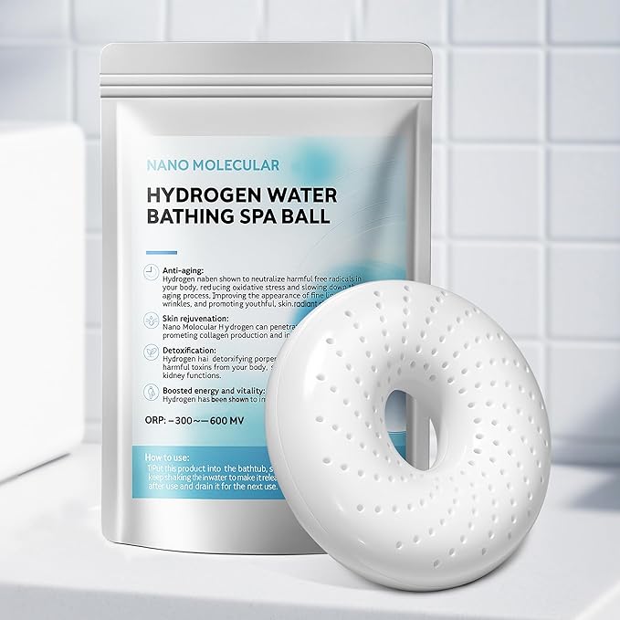 Hydrogen Bath Ball Tablets Bombs for Muscle & Stress Relief – H2 Molecular Hydrogen Bombs for Spa & Hydrogen-Rich Water Soaking, Reusable Design for Full Body, Foot, or Hand Bath
