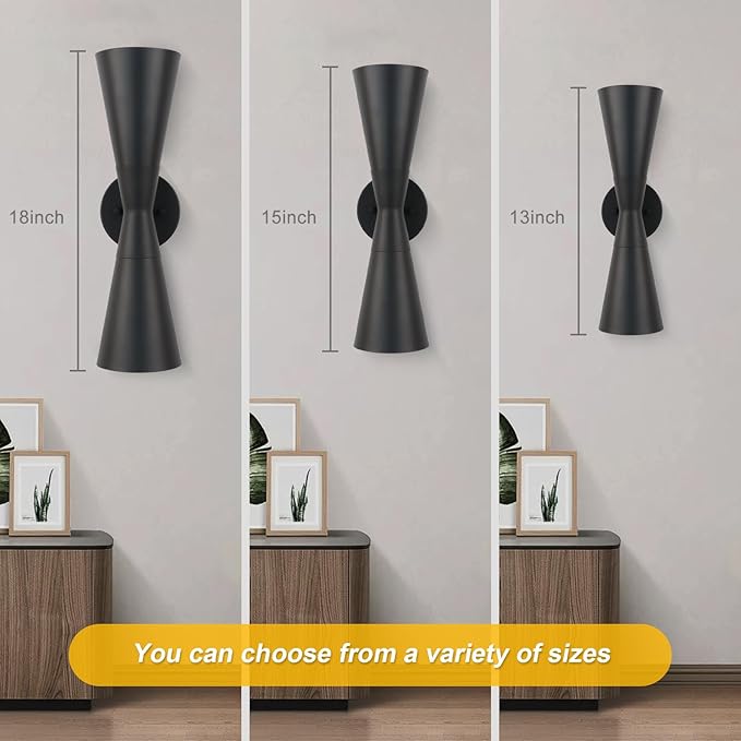 Wall Sconce Bathroom Sconces Lighting, 15 inch Black Modern Sconces Up Down Lights Wall Decor Indoor Wall Light Fixtures for Living Room Hallway Staircase Bedroom Hardwired