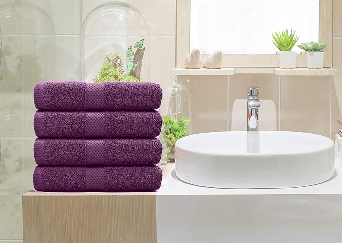 DAN RIVER 6-Pack Premium Hand Towels (16x28 Inches) - 100% Cotton, Ultra Soft, Lightweight, Highly Absorbent Towels for Bathroom, Spa, Gym, Salon, Hotel, and Travel - 550 GSM – Purple Passion