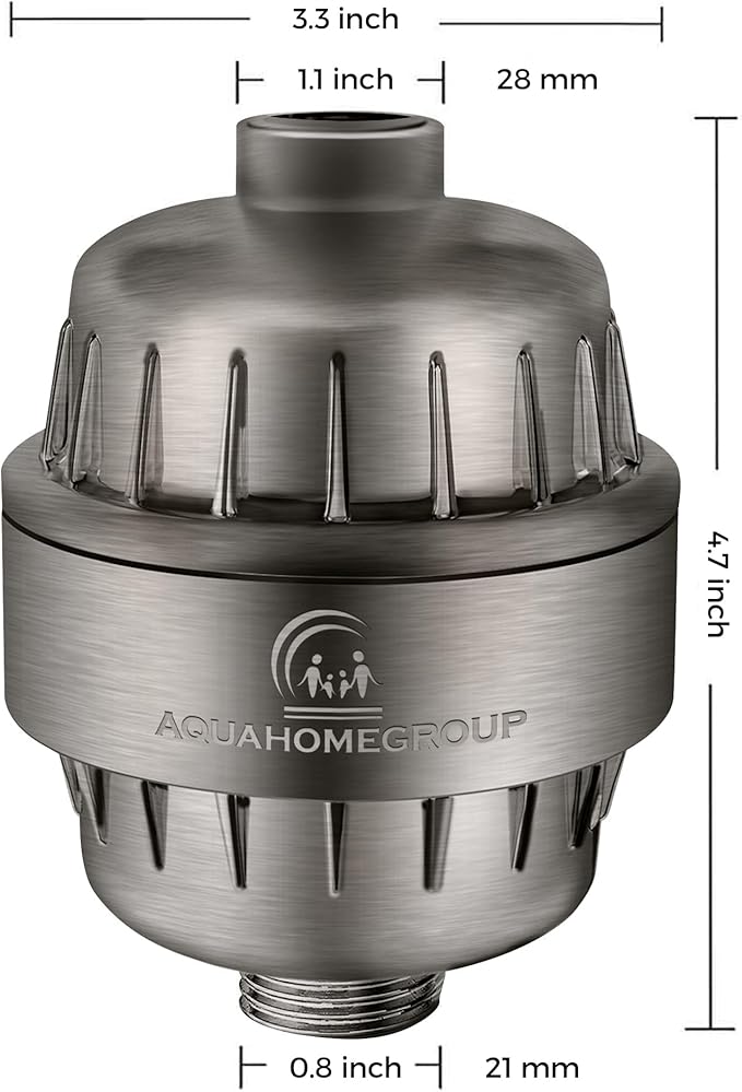 AquaHomeGroup 20 Stage Shower Head Filter with Vitamin C E A for Hard Water - High Output Filter to Remove Chlorine and Fluoride - 2 Replacement Cartridges - Consistent Flow Showerhead Filter