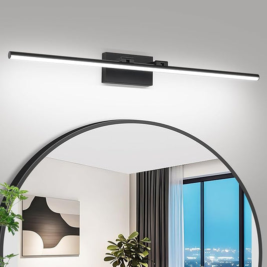 40 Inch LED Bathroom Vanity Light (Cool White 6000K), Black Modern Bathroom Light Fixture Over Mirror, Vanity Light Bar with Angle Adjustable