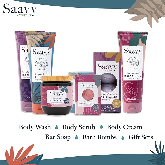 Bath Bombs Saavy Naturals - Clean, Plant Based Ingredients- Made in USA| Organic Bath Bombs 2 Pack Gentle Moisturizig Formula, Foaming Fizz Bubbles, Gift for Women and Kids, 6 Oz Each, 2 Pack