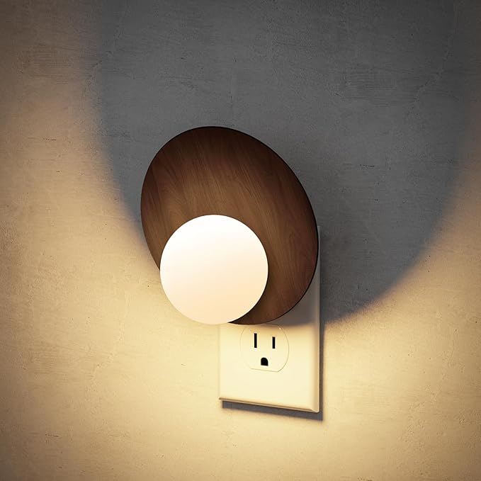 JandCase Night Lights Plug Into Wall, Plug in Night Light, 3000K Warm White, Dusk to Dawn Sensor, Brightness Adujstable Nightlight for Adults, Bedroom, Bathroom, Hallway