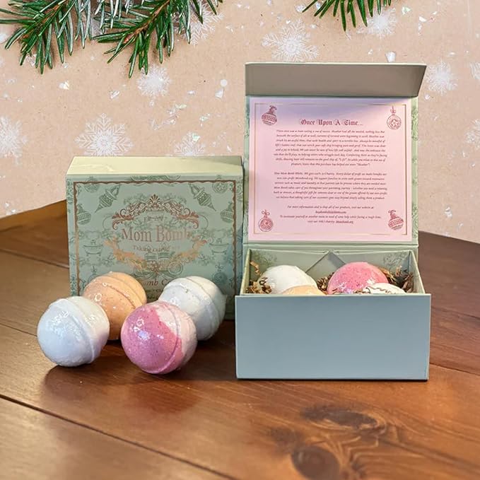 Mom Bomb Bath Bomb (Candy Cane, Sparkling Snow, Christmas Cookie, Holiday Spice)
