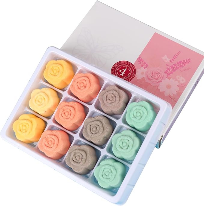 12PCS/Set Foot Bath Bombs Natural Foot Soaking Salts with 4 Lavender Jasmine Rose Chamomile Aroma for Feet Callus Dry Cracked Stubborn Feet Odor