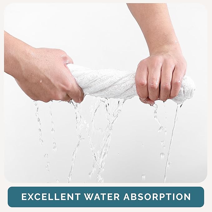 Casa Platino 100% Cotton Washcloths 24 Pack - Spa & Salon Quality Face Towels - Ring Spun, Soft & Absorbent Wash Cloth Rags for Body, Beauty, Home, Gym - Fingertip Towels - 13"x13", White Washcloths