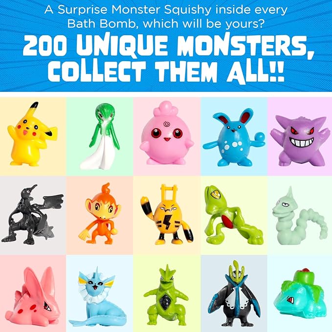 Poke Monster Bath Bomb for Kids with Surprise Toys Inside (Gift Set) - Large Bubble Bath Bombs for Boys & Girls - Skin-Safe, Made in USA, Birthday Gift & Stocking Stuffers for Kids by Two Sisters