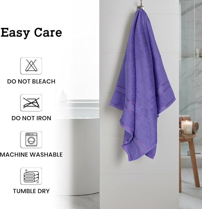 Casa Lino Lavender Bath Towels Set of 4 (54" x 27") - Large Bathroom Towel Set - 100% Cotton Towels for Bathroom - Highly Absorbent & Quick Dry Bath Towel Multipack - New Apartment Essentials