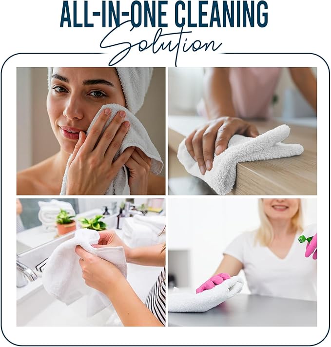 DAN RIVER 12 Pack Wash Cloths for Showering [12x12] - 100% Cotton Washcloths Premium Quality Flannel Face Cloths for Bathroom, Highly Absorbent and Soft Feel Wash Clothes, Opal Blue