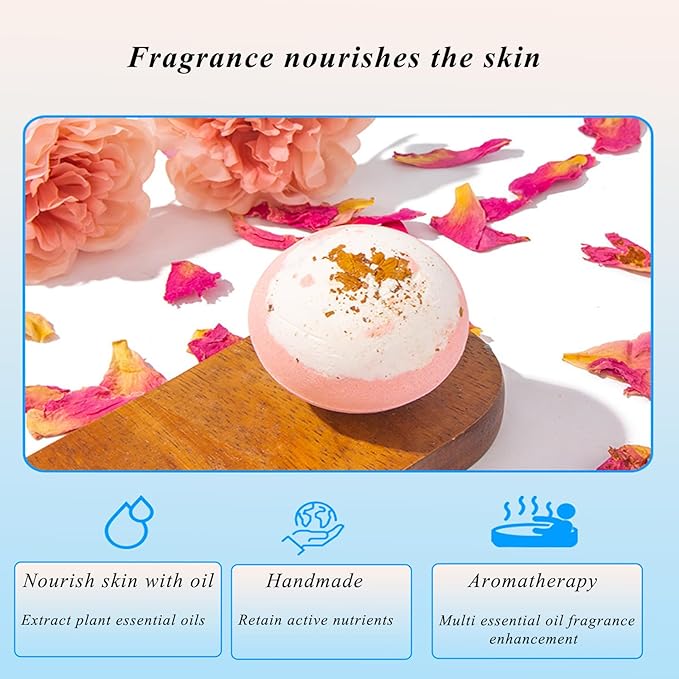 Bath Bomb Gift Set 6 Pack Natural Plant Aromatherapy Essential Oil Steam Bath Ball Relaxing Moisturizing Bath Ball Christmas Holiday SPA Gift 100g