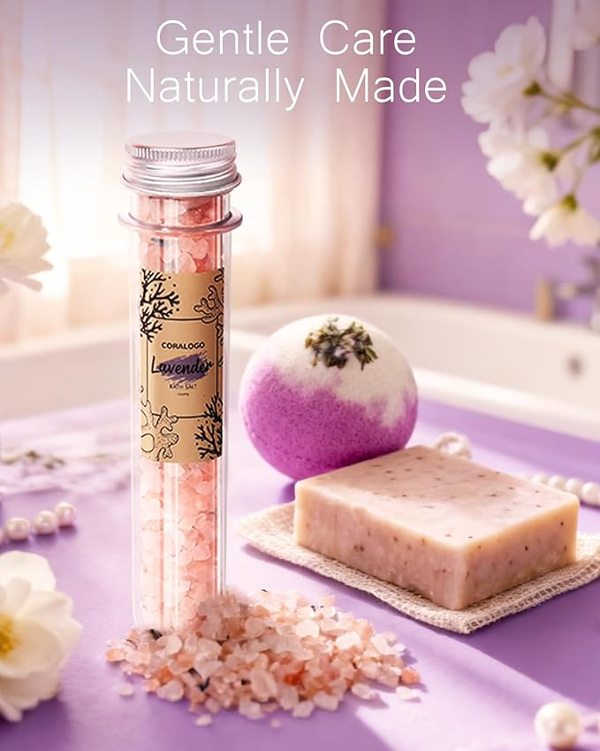 Coralogo Lavender Spa Gift Baskets - Natural Pampering Spa Set, Self-Care Get Well Soon Basket,Thank You Gifts, Unique 11pcs Gift Set for Birthday Christmas Valentines Day Mothers Day