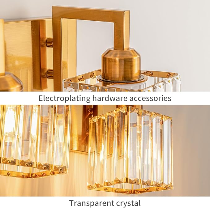 Modern Bathroom Vanity Light 5-Lights Chrome Crystal Wall Lamp Bathroom Modern Crystal Vanity Lighting