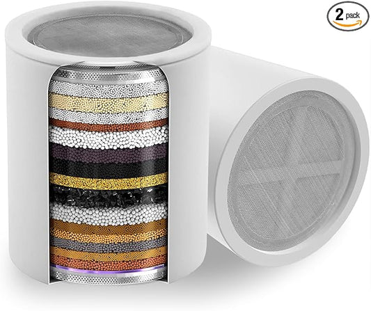 2 Pack 18 Stage Shower Filtered Cartridges, Replacement Multi-Stage Shower Head Filter Cartridge - Longest Lasting High Output Universal Shower Filter Blocks Chlorine & Toxins