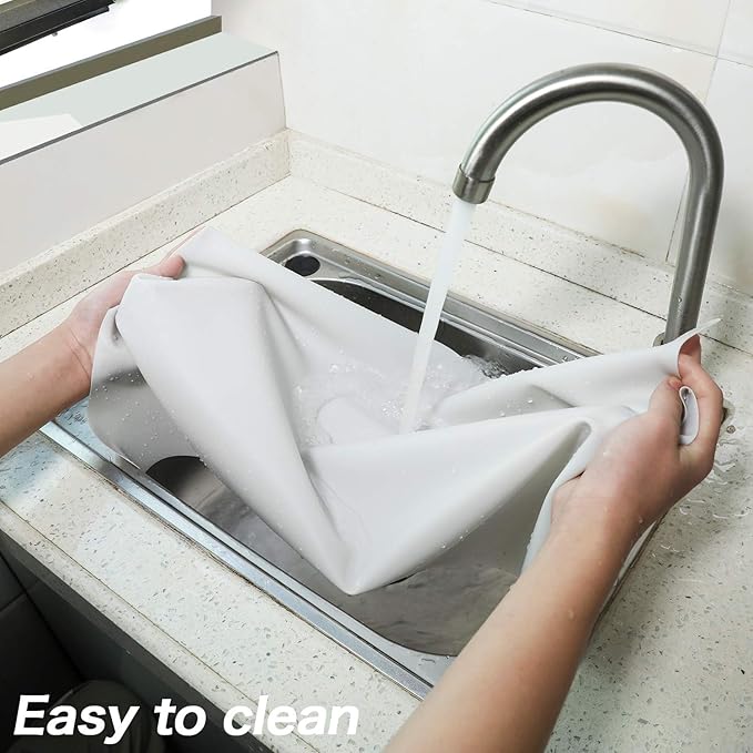 24''x20'' Extra Large Silicone Baking Mat for Dough Rolling Pastry Fondant Mat Nonstick and Nonskid Heat Resistent, Countertop Protector, Dining Table Mat and Placemat (Extra Large Gray 2 Pack)