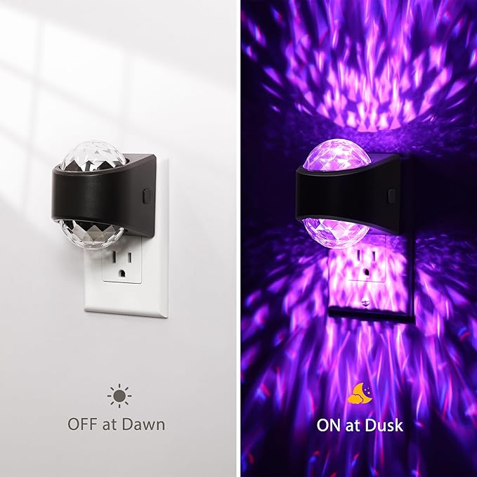 Night Lights Plug into Wall, Star Projector for Bedroom [2 Pack] Night Light Projector for Kids, 9-Color RGB Galaxy Nightlight with Dusk to Dawn Sensor for Bathroom, Home Gaming Room Decor Gifts