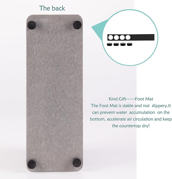 2 Pcs Water Absorbing Stone Trays, Kitchen/Bathroom Sink Soap Dish, Diatomite Tray Used for Hand Soap & Cosmetic Bottles in The Modern Home, 3.15" W x 8.7" L, Gray