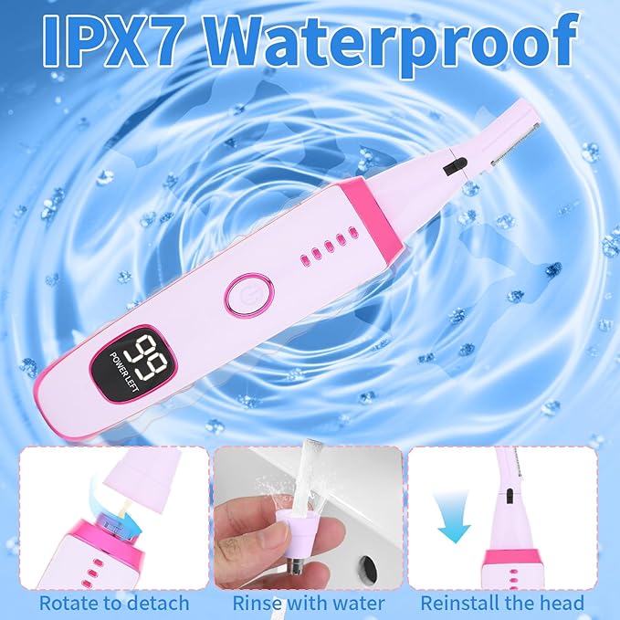 2 in 1 Nose and Ear Hair Trimmer with LED Display, Rechargeable Electric Nasal Hair Clipper for Men & Women, Eyebrow & Facial Hair Removal with Dual-Edge Blades, Easy to Clean