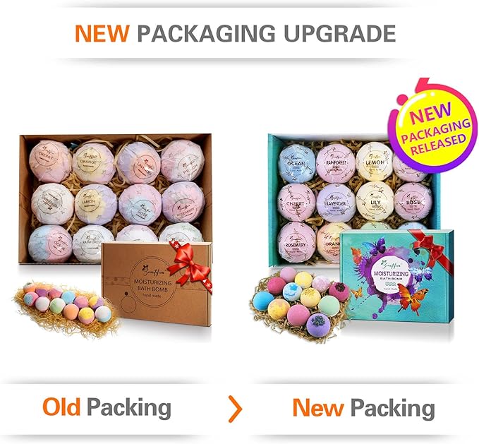 Dry Skin Moisturizer Bath Bombs Gift Set 12, with Relaxing Scents Made from Essential Oils for Bubble and Spa Bath, Handmade Christmas Gifts for Her/Him, Wife, Girlfriend